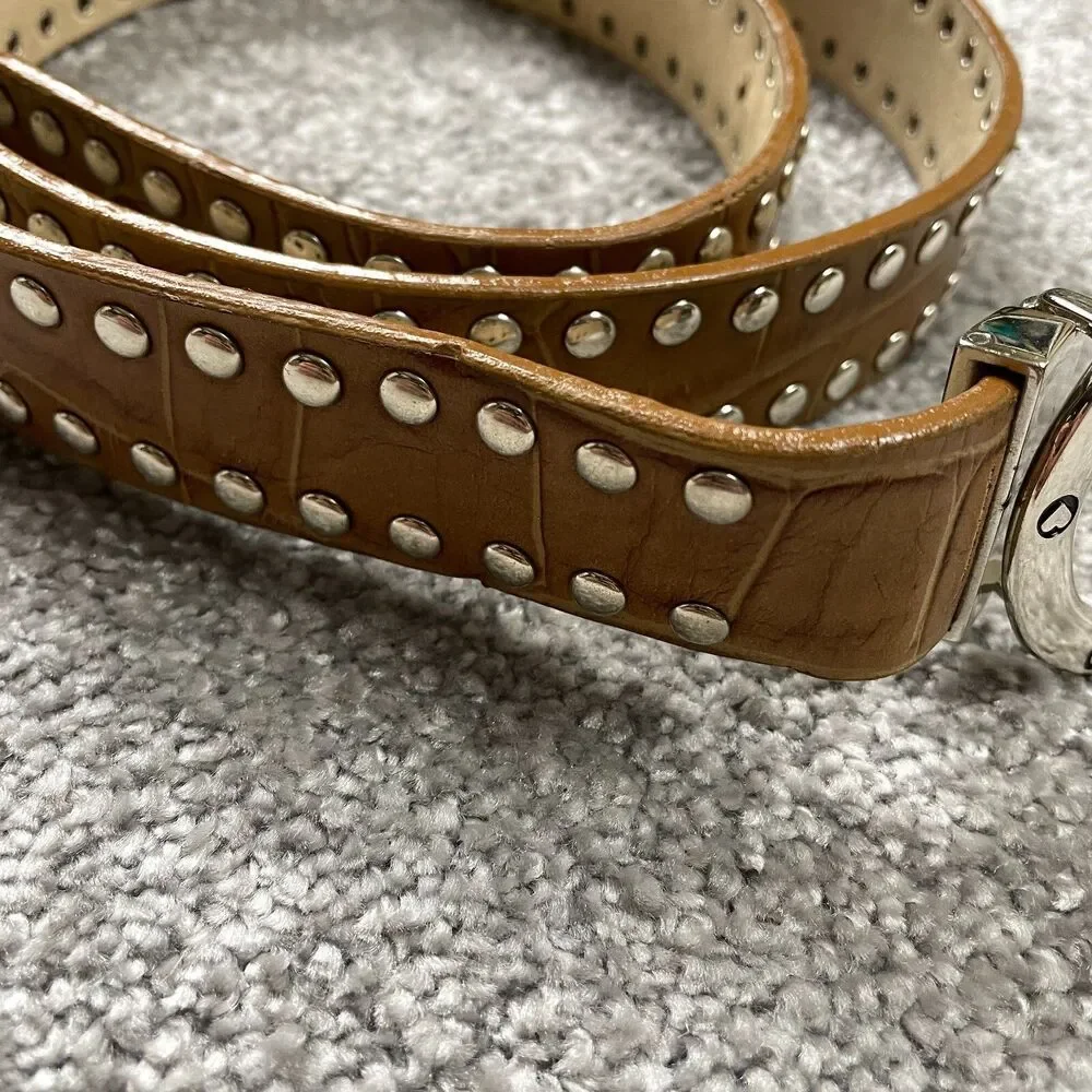 XOXO Genuine Italian Leather Belt Womens 43 Metal Studded Circle Buckle Ladies